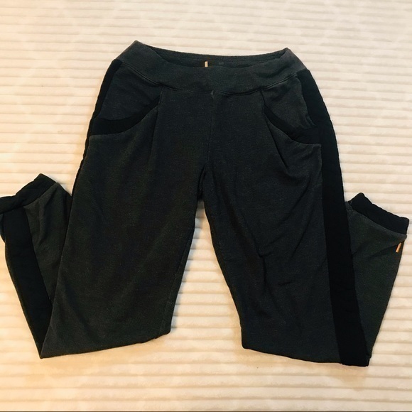 Lucy Activewear Charcoal Grey Quilted Black Panel Sweatpants Joggers Size Small - Picture 1 of 7
